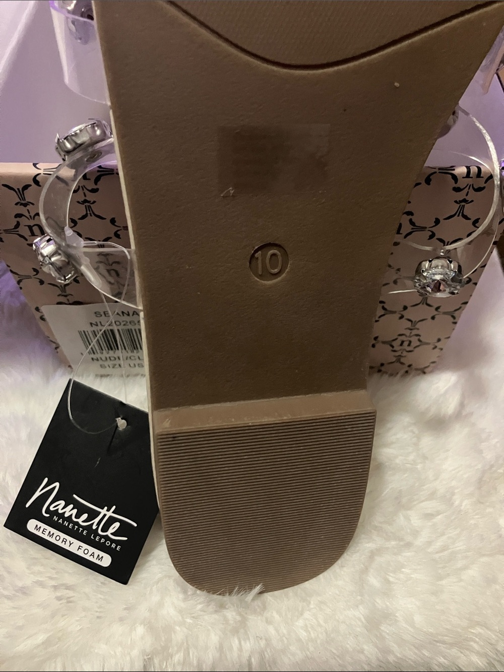 Nanette Lepore Clear Jeweled Slide with Nude Footbed - Picture 2 of 2